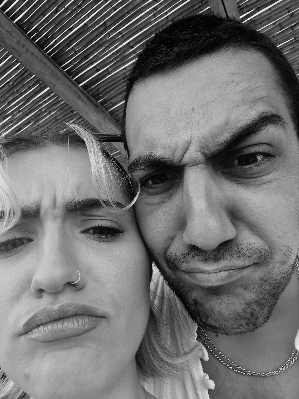 Christos and Becky pulling faces
