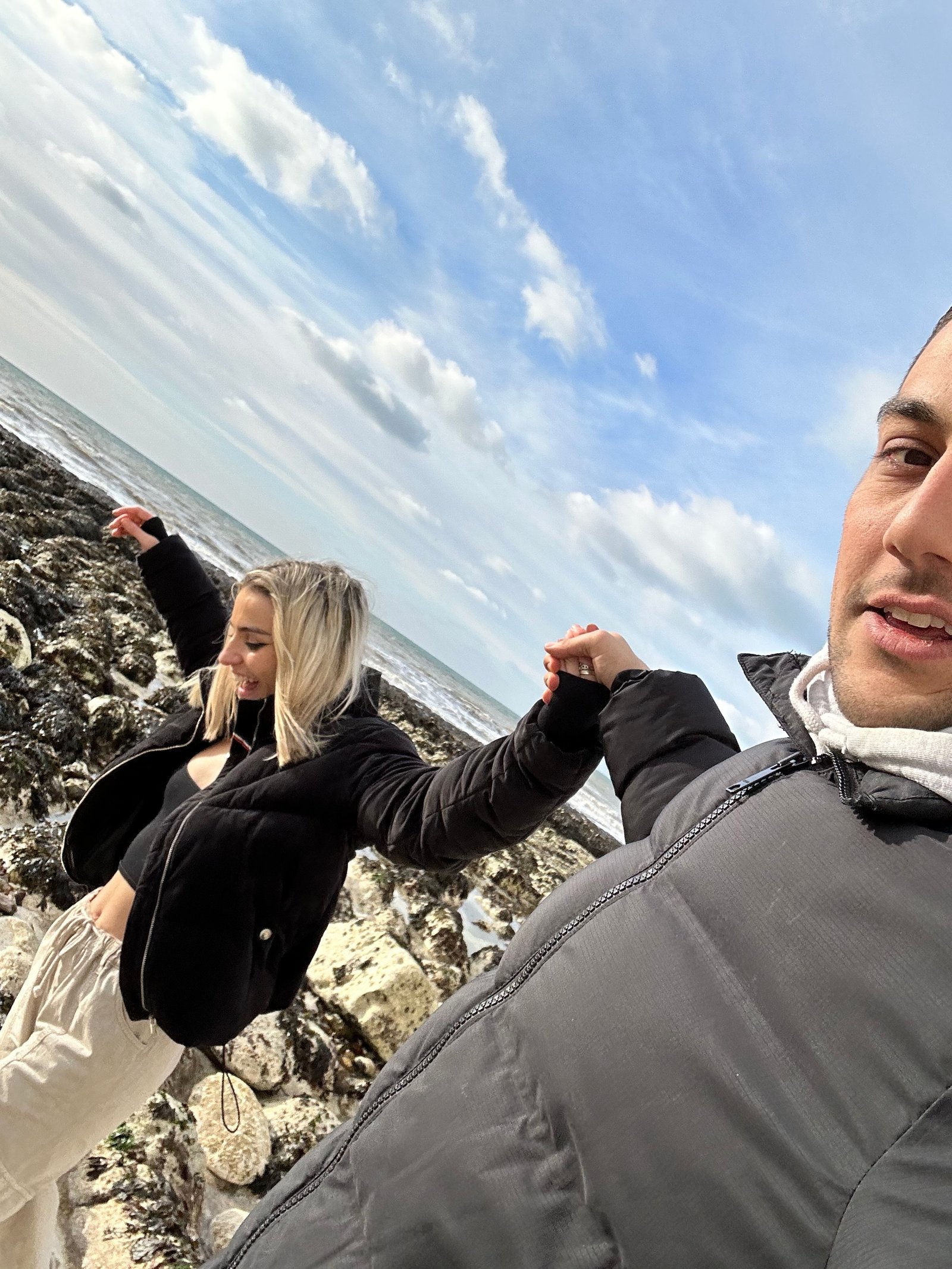 Christos and Becky on the coast